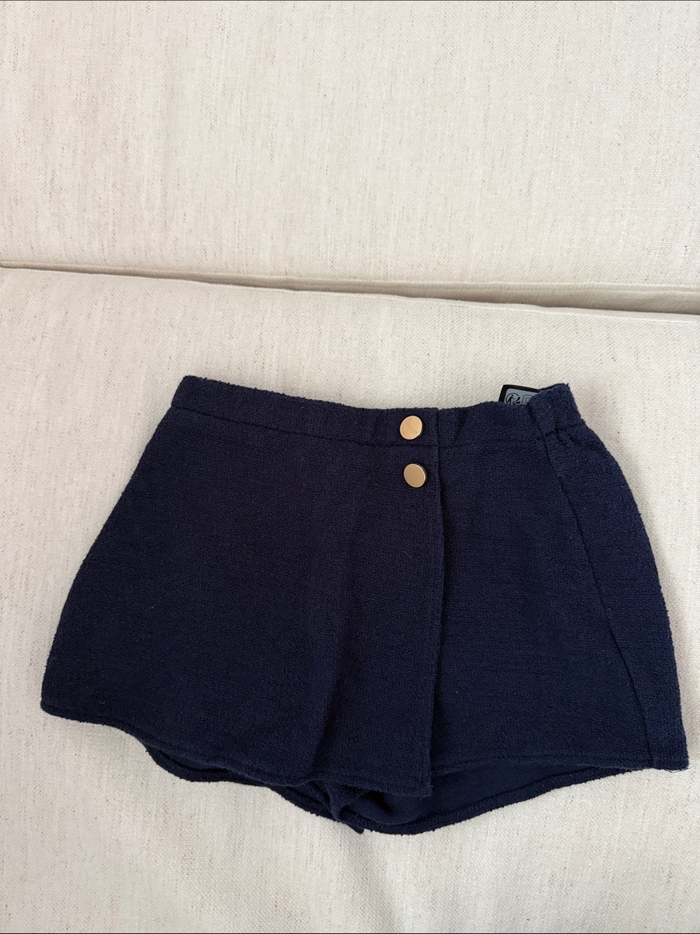 H&M Navy High-Waist Button Front Skort